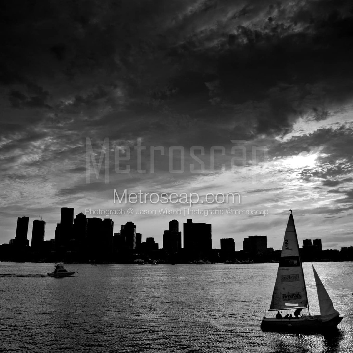 Boston photos Black & White: A Sail Boat on the Boston Harbor #boston #bostonUSA #bostondotcom #fenway #fenwayPark #617 #BlackWhite | metroscap.com/boston-themed-…