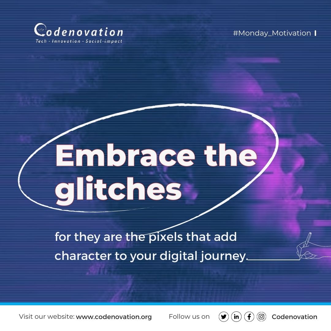 In a world increasingly driven by technology, glitches have become an inherent part of our digital experiences. 

They possess a unique essence that adds character and depth to our digital journeys.
#glitch #tech #codenovation