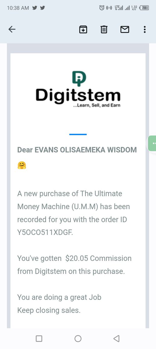 It keeps getting better with Affiliate Marketing, another $20 dollars bagged, am thanks to @digitstem @CoachKingLeon @Godchaser111 for given us this ample opportunity

God bless my world best Mentor @BeastMarketer