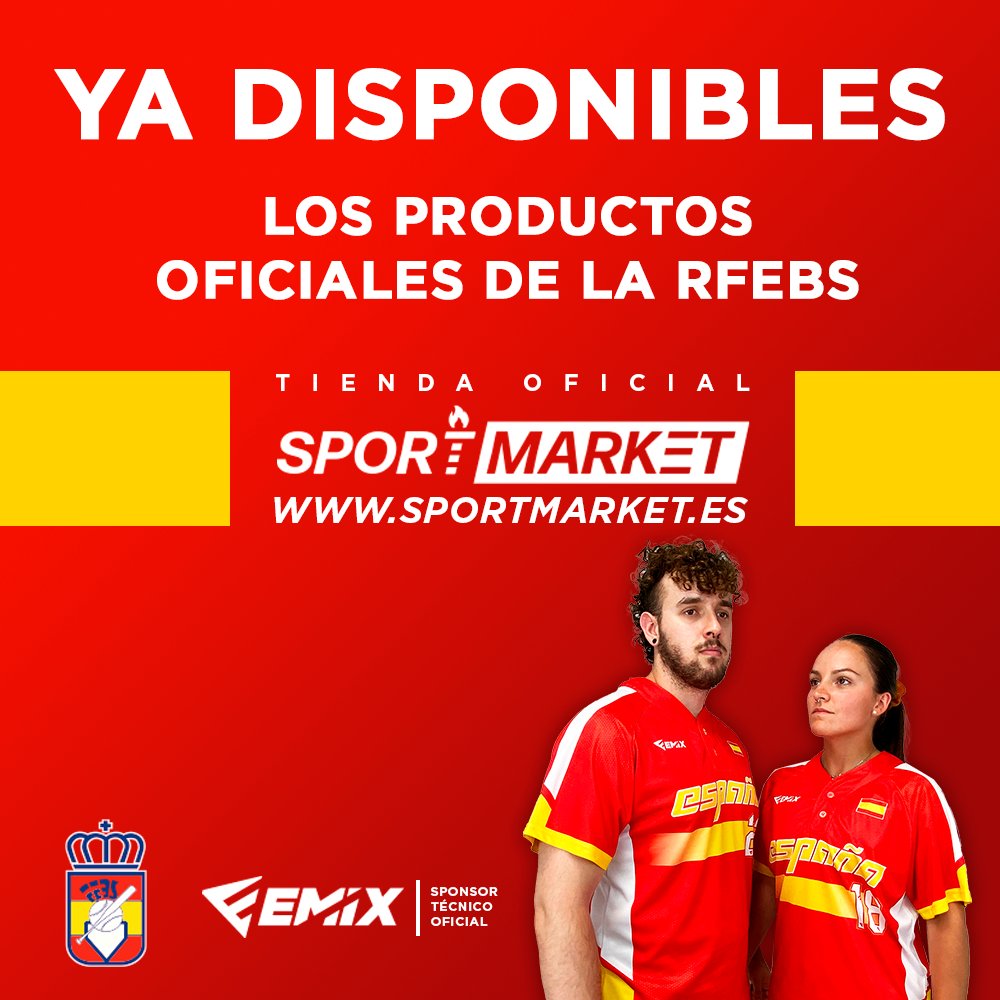 Ya puedes adquirir los productos oficiales de la <a href="/RFEBS/">RFE Béisbol y Sófbol</a> fabricados por <a href="/EmixTeamWear/">EMIX. TIME TO PLAY</a> que vestirá nuestra selección en el Mundial Absoluto Femenino que se celebrará en Valencia del 18 al 22 de Julio. #EMIX #TIME_TO_PLAY. Pincha el enlace sportmarket.es/85-rfebs
