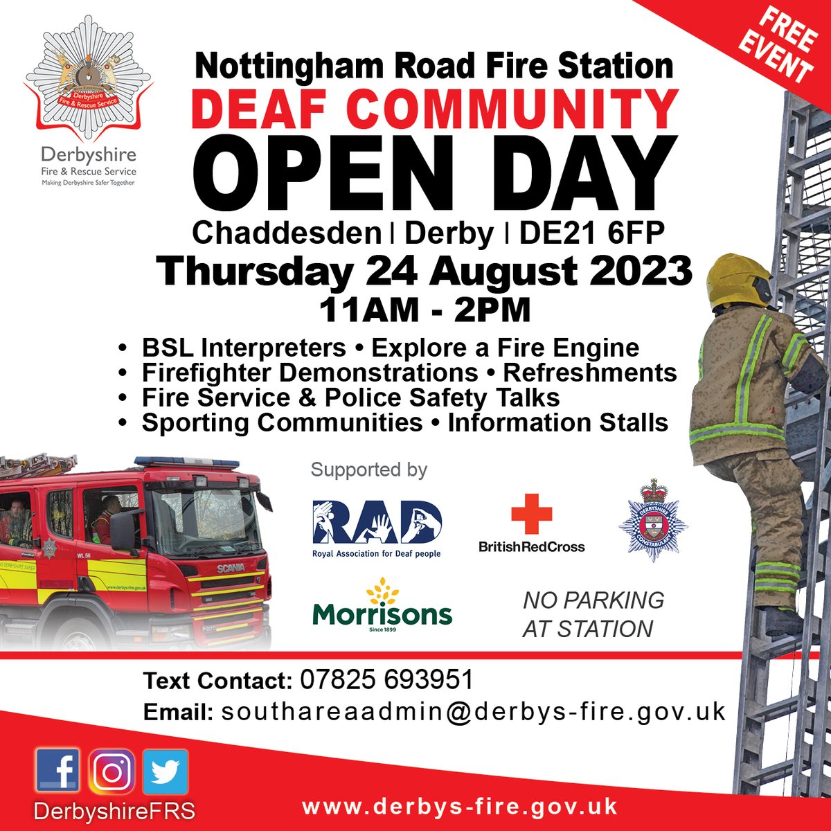 Due to the success of last years Open Day for our Deaf Community we are holding another one on the 24th August. Firefighters and Community Safety Officers will be opening the doors from 11am until 2pm with support from our partners. Lots to see and do!!