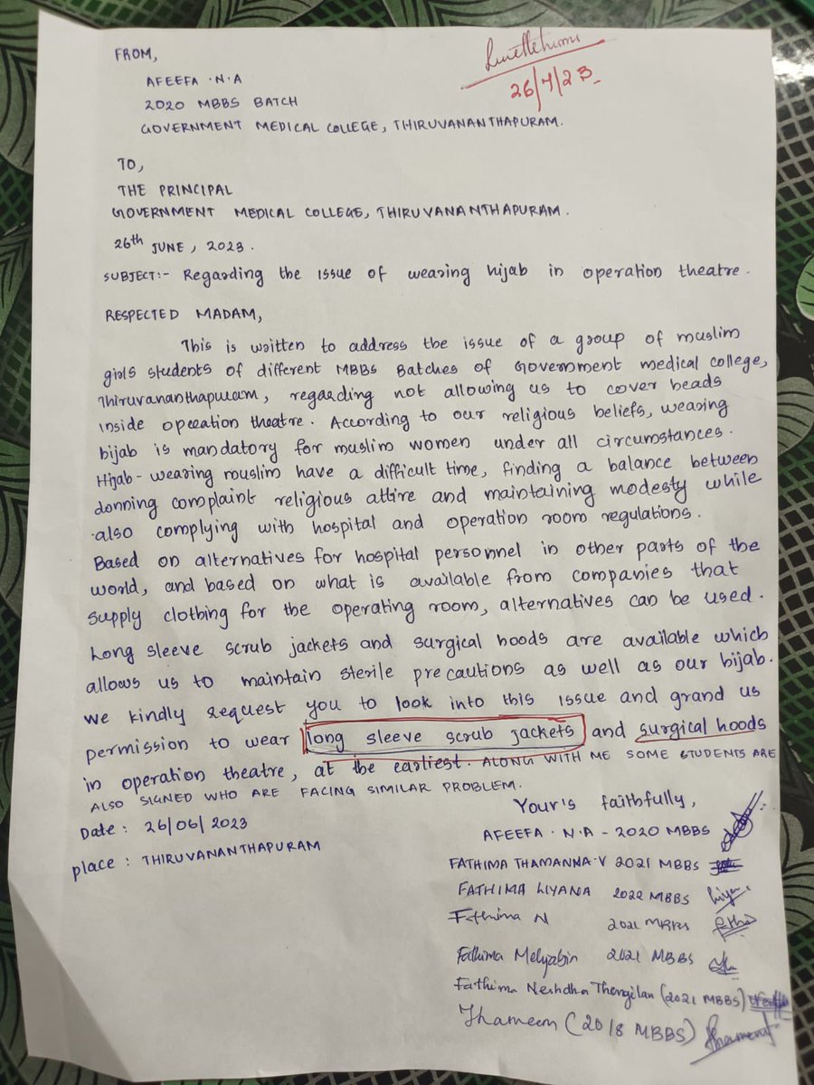 The hijab controversy has reached Kerala, and new dramas are unfolding!

A student from Medical College Thiruvananthapuram has requested permission to wear long-sleeve scrub jackets and surgical hoods in the operating theatre.

This situation exemplifies how some individuals…