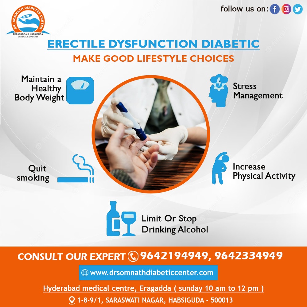 Lifestyle changes of #erectile dysfunction #diabetic are such as increased #physicalactivity, #healthydiet, and reduced caloric intake, #increasephysicalactivity.
#besttreatment #diabetes #type2diabtes #diabetic #erectiledysfunction #lifestylechanges
drsomnathdiabeticcenter.com