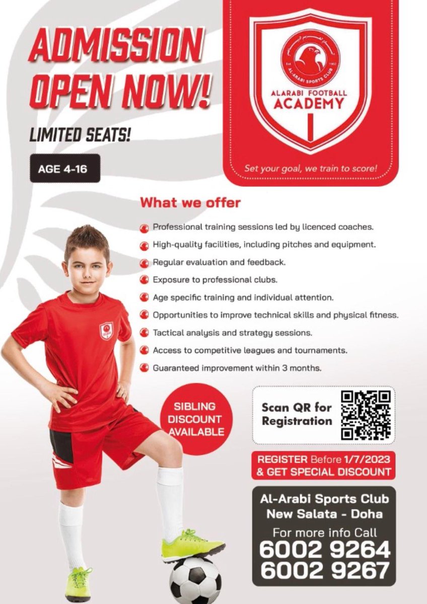 QatarSportsNew1's tweet photo. Al Arabi Sports Club Football Academy spreads its hunt for young talent    Promises to bring the best game out of your child    Offers discounted fees for football training  #soccer #DOHA  #qatar #india #Kerala
@alarabi_club
#alArab #QSL https://t.co/lFIS0FFphD
