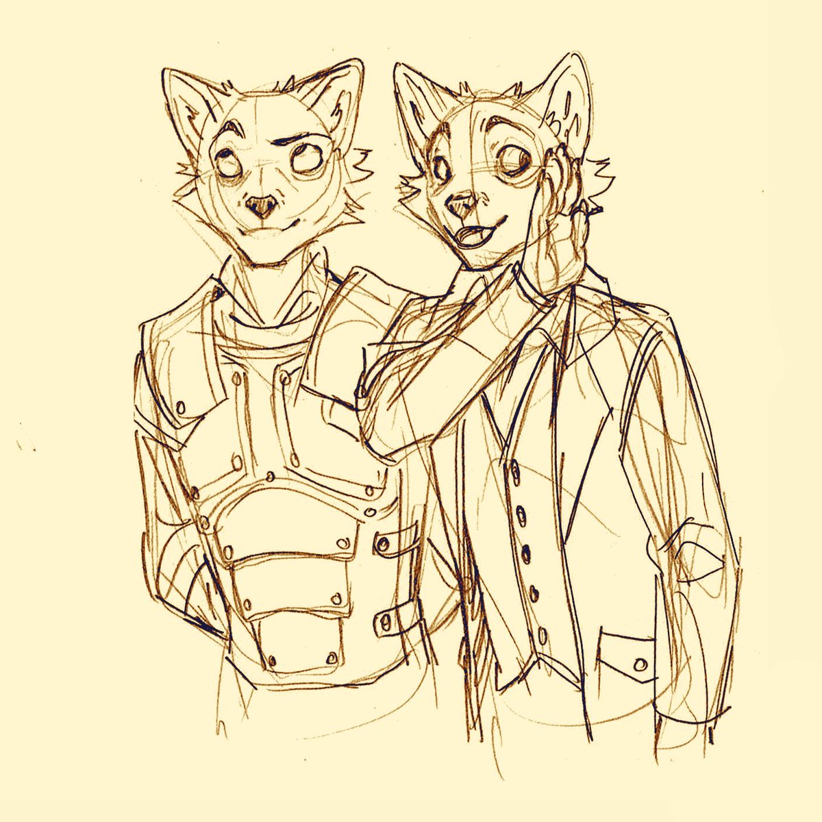 jakkfoxx's tweet image. 🎨 1/6 out of yet another amazing sketch page by the amazingly talented @falco_works, this time of Hokkaido and Haiken! 🎉

#furry #art