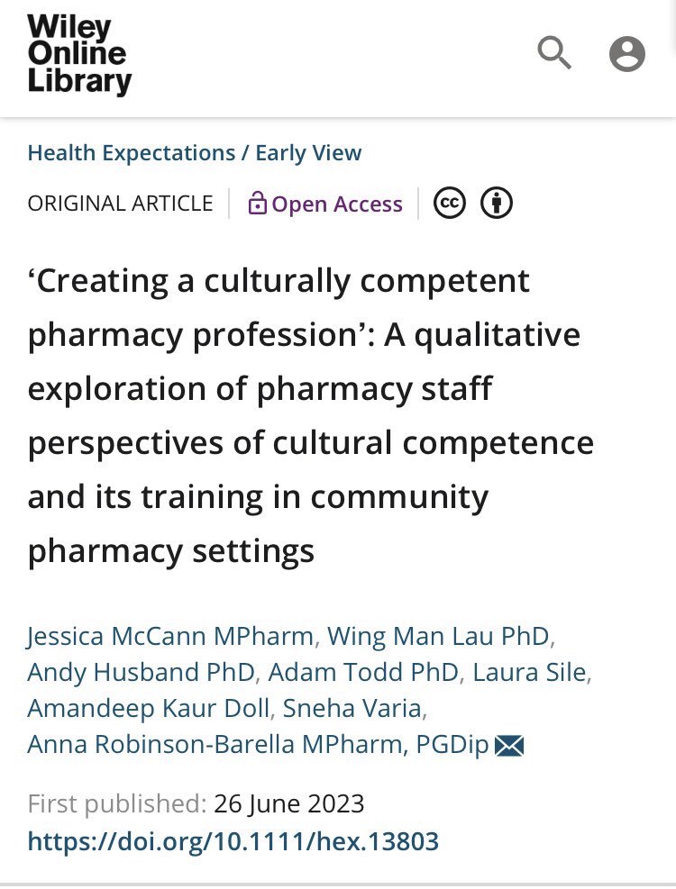 Jessica McCann (@jess_e_mccann) on Twitter photo An incredible feeling to have my 4th year MPharm research project published in Health Expectations!
A huge thank you to all those involvedโบ๏ธ
A special shout-out to <a href="/AnnaRobPharm/">Anna Robinson-Barella</a> for her invaluable support- one of the BEST Project Supervisors around! <a href="/NCL_Pharmacy/">Newcastle Pharmacy</a> An incredible feeling to have my 4th year MPharm research project published in Health Expectations!
A huge thank you to all those involvedโบ๏ธ
A special shout-out to <a href="/AnnaRobPharm/">Anna Robinson-Barella</a> for her invaluable support- one of the BEST Project Supervisors around! <a href="/NCL_Pharmacy/">Newcastle Pharmacy</a>