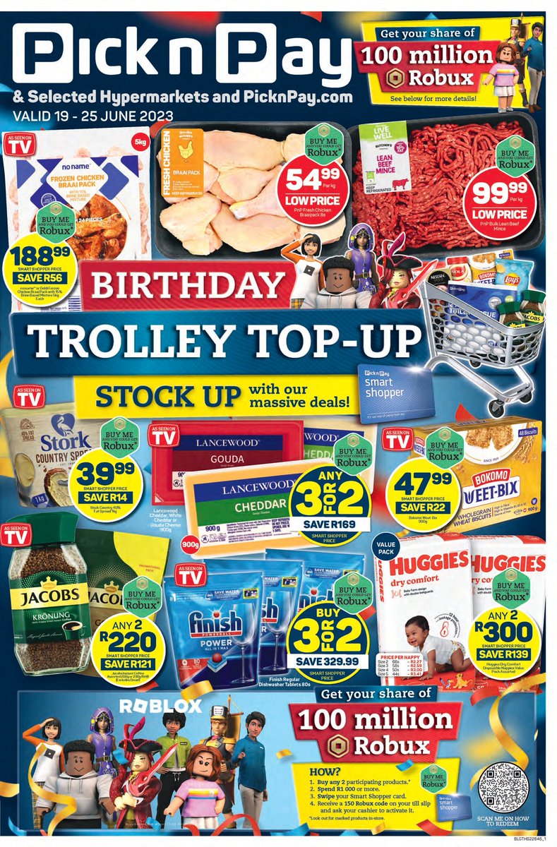 KemptonGate_PnP's tweet photo. Shop DEALS and WIN ROBUX at Pick n Pay. Get massive discounts and super deals on groceries and more from 19 -25 June and stand a chance to WIN a share of 100 million Robux.
T's &amp; C's Apply. See: https://t.co/nZr4Jx9mk3
#PicknPay #Robux #Deals #Groceries #Save #Food #SouthAfrica https://t.co/llTmMa7Isj