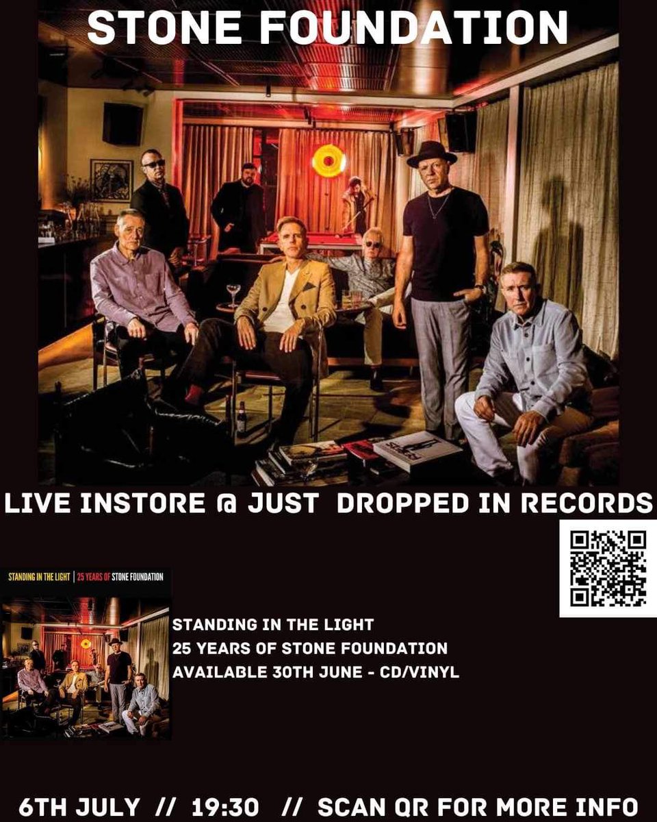 What a great opportunity to catch a real @PaulWellerNews favourite @stonefoundation at a really brilliant intimate in store gig @InDropped Don’t miss this brilliant opportunity. @garythomasball