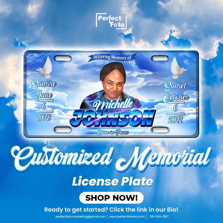 Create a lasting tribute with our Customized Memorial License Plate, honoring the memory of Michelle Johnson. 🌹✨

#customizedlicenseplate #memorialgifts #inlovingmemory #foreverinourhearts #memorialremembrance #personalizedtribute