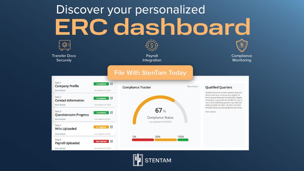 Now you can have real-time insight into the status of your ERC filing. This means you can: - connect payroll systems - securely transfer documents - monitor the compliance status of your claim Reach out to a specialist today to learn more: hubs.ly/Q01VDv-w0