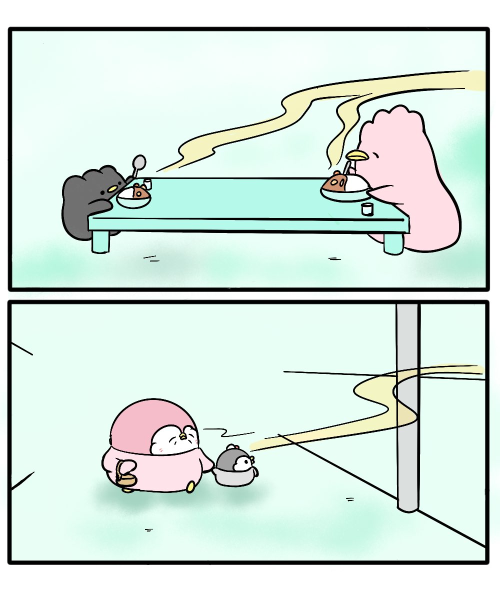 ちゃんぺんとお母さん 「カレーの匂い」 | ペンギンの優しい世界-お腹