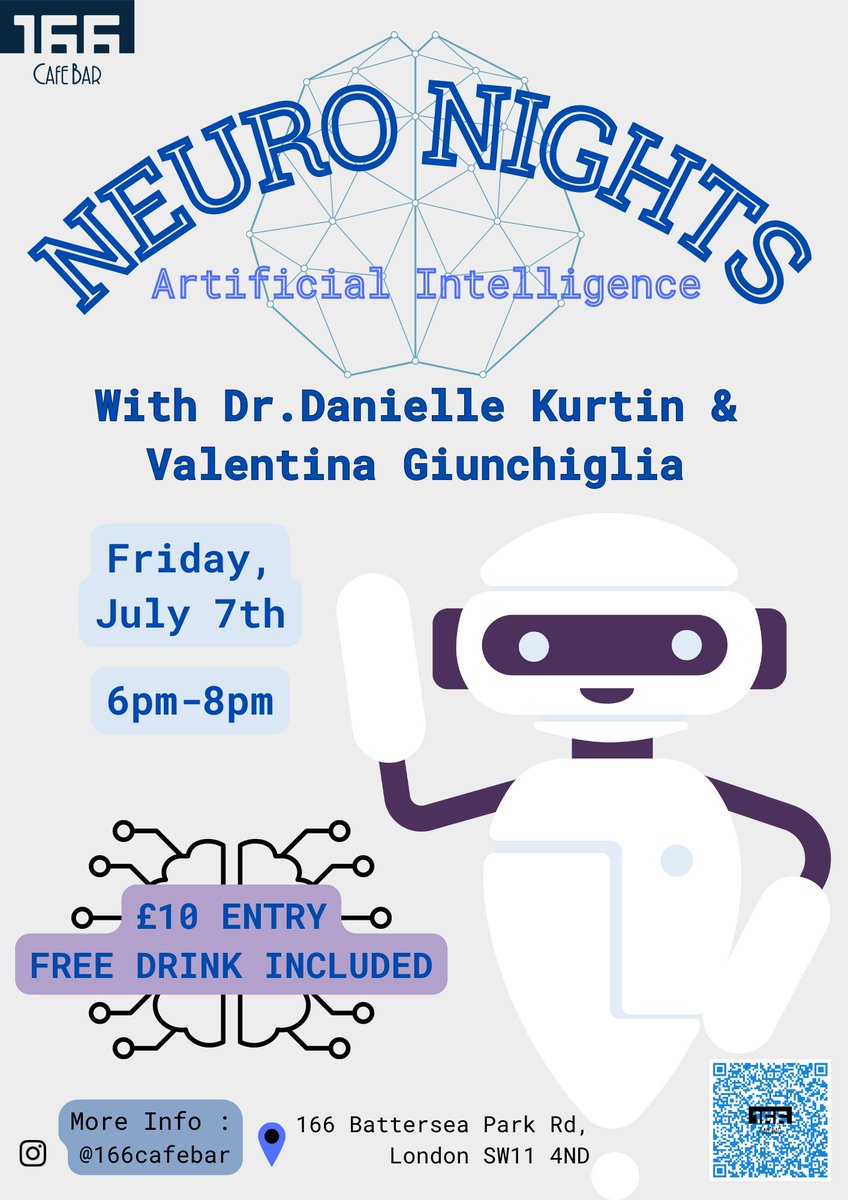 valegiunca's tweet photo. Are you interested in #AI but can't get past the hype? If you are in London and feel like learning over beer, join me and Danielle at 166 Cafe Bar! 

🤖🧠🍷

The event is in support of @uni_ark, a charity that helps students from disadvantaged backgrounds access university https://t.co/5IT3XKNZBJ