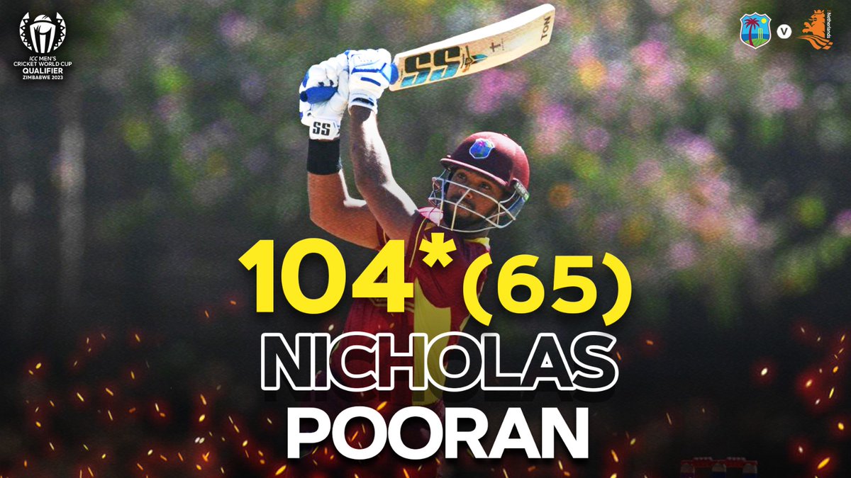 Nicholas Pooran gets to his third ODI 💯 with an important knock for the #MenInMaroon #WIvsNED