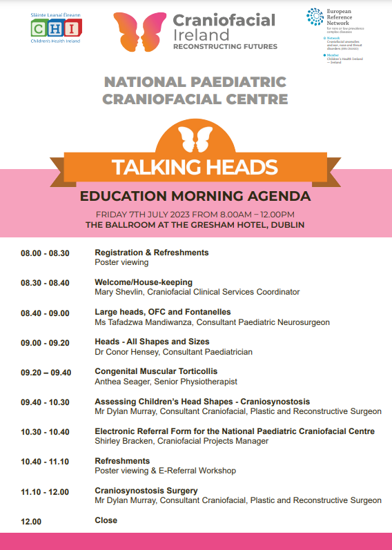 Be sure to register for the National Paediatric Craniofacial Centre 'Talking Heads' Education Morning in the Gresham Hotel, Dublin on Friday 7th July 2023. Register today➡️rb.gy/u6bhz