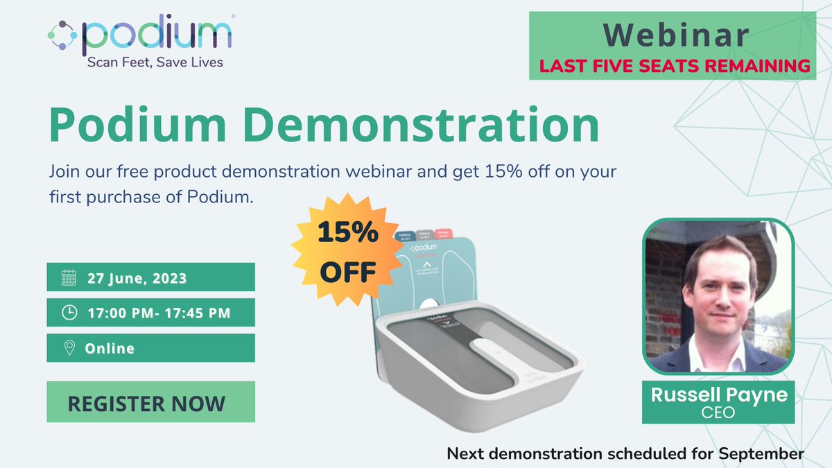 📢 Podium Demonstration!
There is still time to register for our exclusive podium demonstration tomorrow at 5pm! All webinar attendees get 15% off on their first purchase of Podium.

Registration link: forms.gle/4TgCMgEUZvNmb5…

#podium #webinar #thermography #medicaldevice