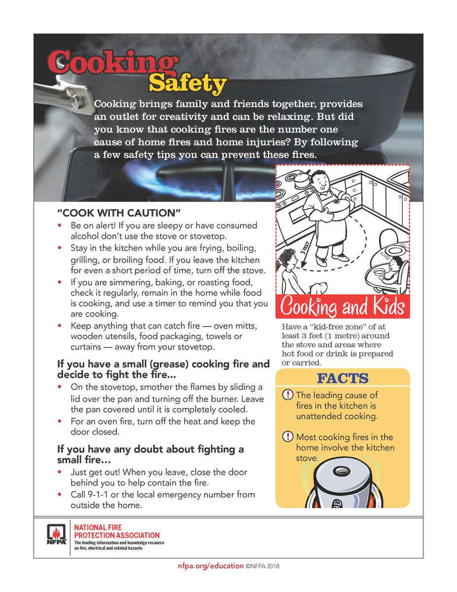 This week’s theme is “Cooking Safety.” Cooking fires are the number one cause of home fires and home injuries. The leading cause of fires in the kitchen is unattended cooking. #CookSafely #StandByYourPan #FireSafetyTips #FirePrevention