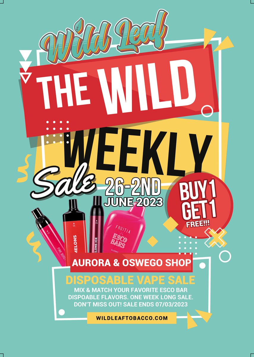 Good Morning and happy Monday! Start the week of strong with our new Weekly Wild Sale! #Monday #sales #sale #salesalesale #smokeshop #wildleaf