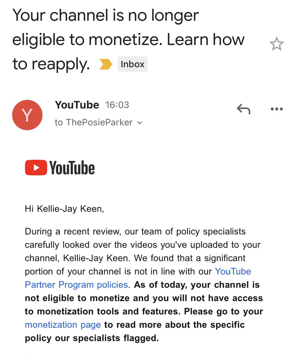 Kellie-Jay Keen's Youtube channel has been demonetized.