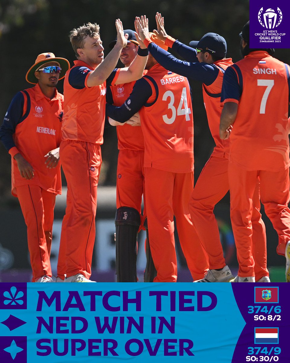 A match for the ages 😍

Netherlands clinch a thriller in the Super Over against West Indies 👏

#CWC23 | #WIvNED: bit.ly/44aY50g