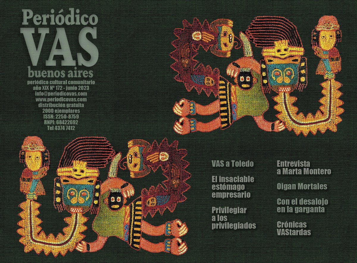periodicovas's tweet photo. Traído por guerreros paracas bordados en Perú durante el primer milenio llega este Periódico VAS Nº 172 (GRATIS), con historias mágicas, de revelaciones, de rebeldías, y de luchas emancipadoras. 

#periodismo 
#ciudad https://t.co/dsywg2g5kN