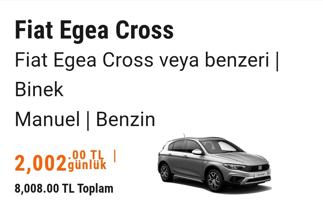 Murat Tosun Araba Habercisi on Twitter "1 günlük Fiat Egea Sedan / Egea Cross kirası 2000 TL'yi