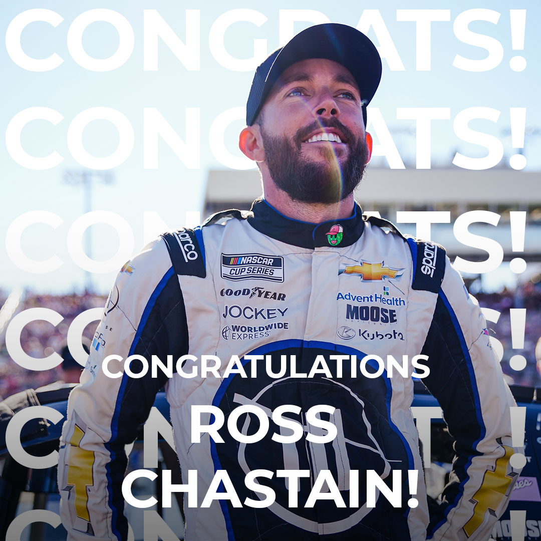 Congrats to our friend @rosschastain on winning the Ally 400 in #Nashville. 🏁 🏆 

#ally400 #nashcar @TeamTrackhouse
