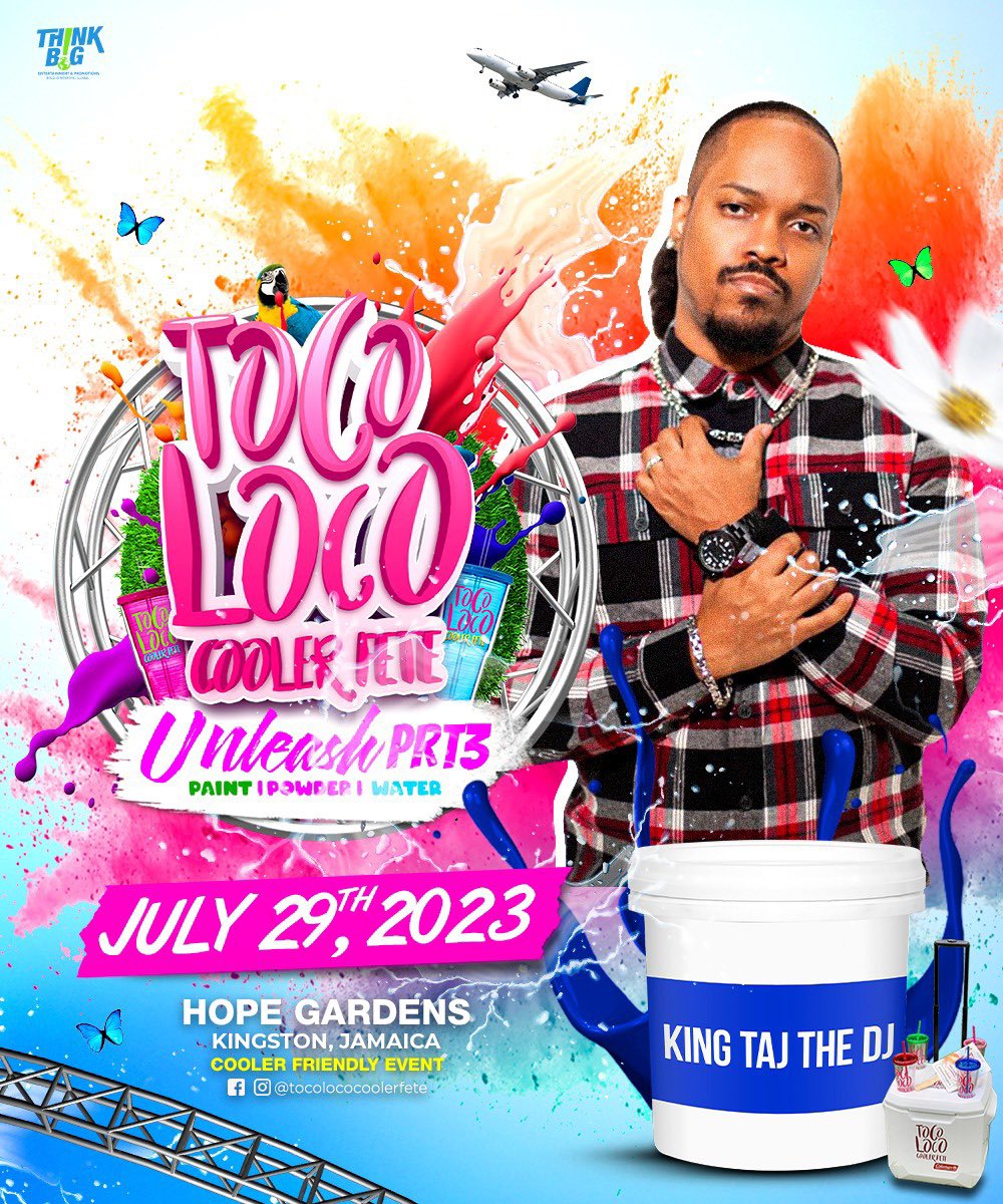 @KINGTAJ_THEDJ REIGNS SUPREME AS ONE OF THE BEST SOCA DJS AND ON JULY 29TH HE WILL TURN HOPE GARDENS INTO A SOCA KINGDOM…. HIS KINGDOM….WHO READY?

LONG LIVE THE #KING

🔥🔥🔥🔥🔥

TOCO LOCO COOLER FETE - UNLEASH PT. 3🎵🎶🥳🔥

⚠️ COOLER FRIENDLY EVENT ⚠️ 

<a href="/FeteTocoLoco/">Toco Loco - Pink Lyme Fete Oct 7, 2023</a>