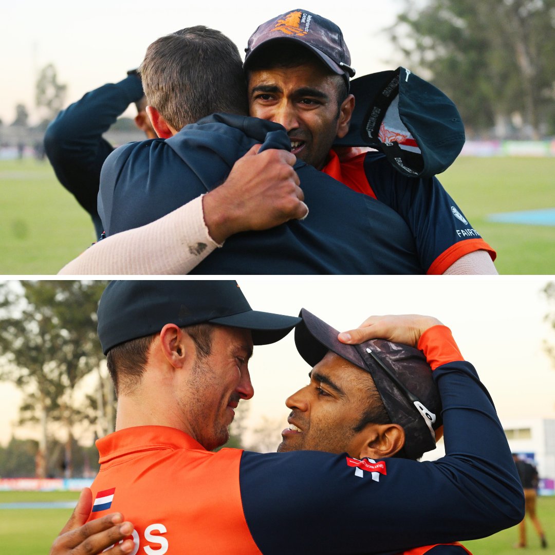 Netherland's emotions run high after pulling off an epic victory against the mighty West indies!

#LoganvanBeek #JasonHolder #NicholasPooran #TejaNidamanuru #WIvNED #WIvsNED #Cricket #Bethive