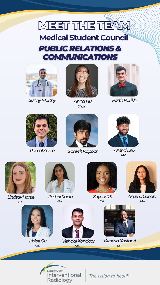 SIRRFS's tweet photo. Introducing our 2023 - 2024 Medical Student Council Committees!

Meet our Public Relations &amp; Communications Committee, chaired by Anna Hu! https://t.co/8SfvYx5dBW
