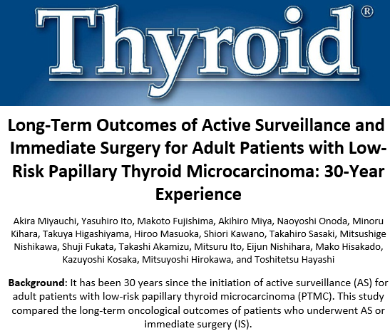 With 30-yrs experience, Miyauchi et al. describe 3222 pts under #ActiveSurveillance for papillary #thyroid microcarcinoma, confirming favorable outcomes & long-term safety for <1cm #thyroidcancer
#ThyroidJournal #medtwitter #endotwitter #PTC #thyroidectomy
ow.ly/HNVB50OTWNX
