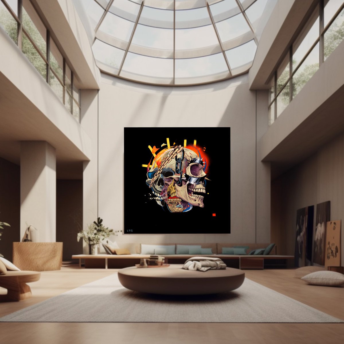 Been making these Ai interior spaces to display Skullies