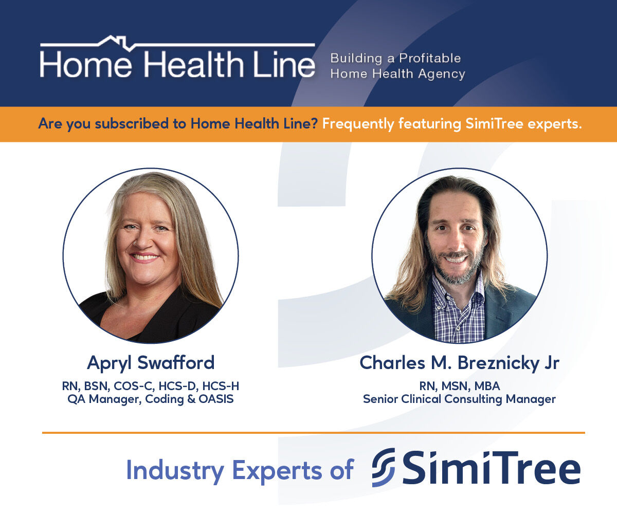 SimiTree_HC's tweet image. In a recent issue of Home Health Line, SimiTree leaders Apryl Swafford and Charles M. Breznicky shared their insights on HHVBP and Survey & OASIS news.
Access the full issue here: homehealthline.decisionhealth.com/Articles/List.…
#OASISE #CodingAndOASIS #HHVBP #homehealthagency #homehealthnews #VBP