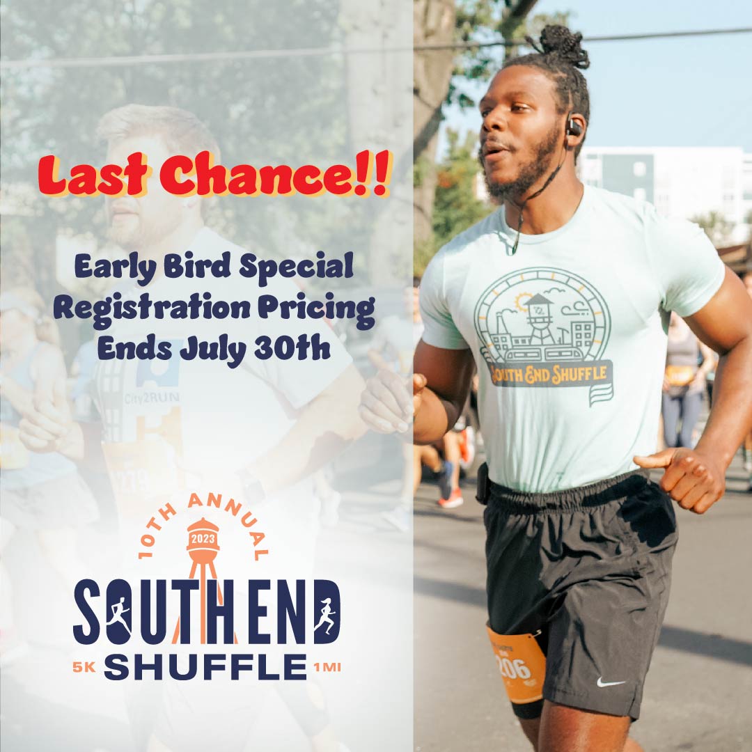📢 This week is the LAST week to register with the Early Bird Special! Register for just $30 today! 📢

Presented by <a href="/BeaconCLT/">Beacon Partners</a> <a href="/skufcalaw/">Skufca Law</a> <a href="/WoodenRobotAle/">Wooden Robot Brewery</a> 
#southendshuffle #runsouthend #southendclt #cltrunning #runcltrun #runclt #run704 #runbots #runcharlotte #charlotte #running