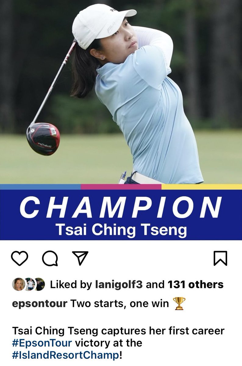 Congratulations to Tsai on her fantastic win this weekend. Great job! 🏆👍👏🍾