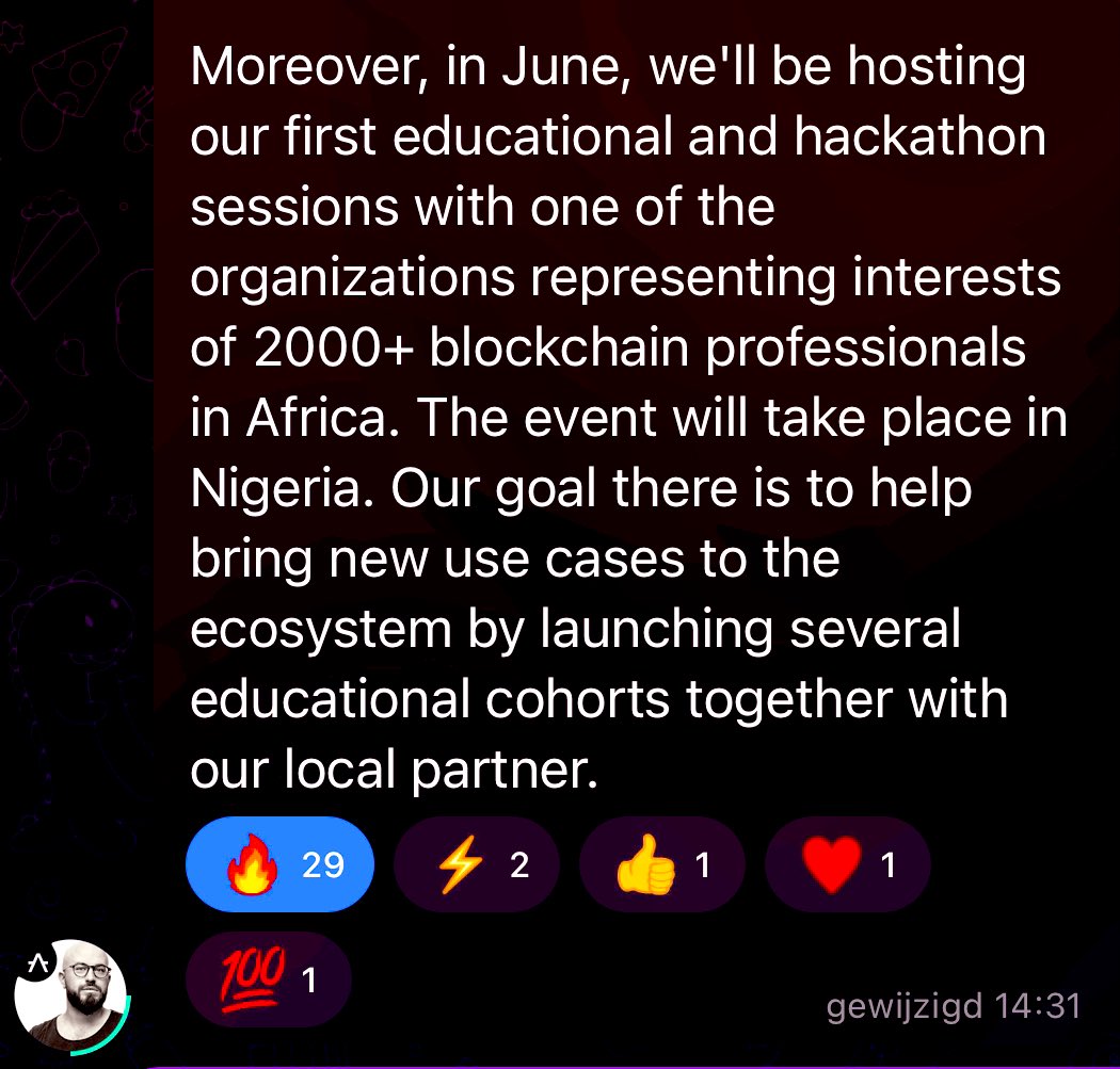 #NigeriaEvent: Hosting educational sessions and hackathons in Nigeria to promote new blockchain use cases. #EmpoweringDevelopers #BlockchainEducation