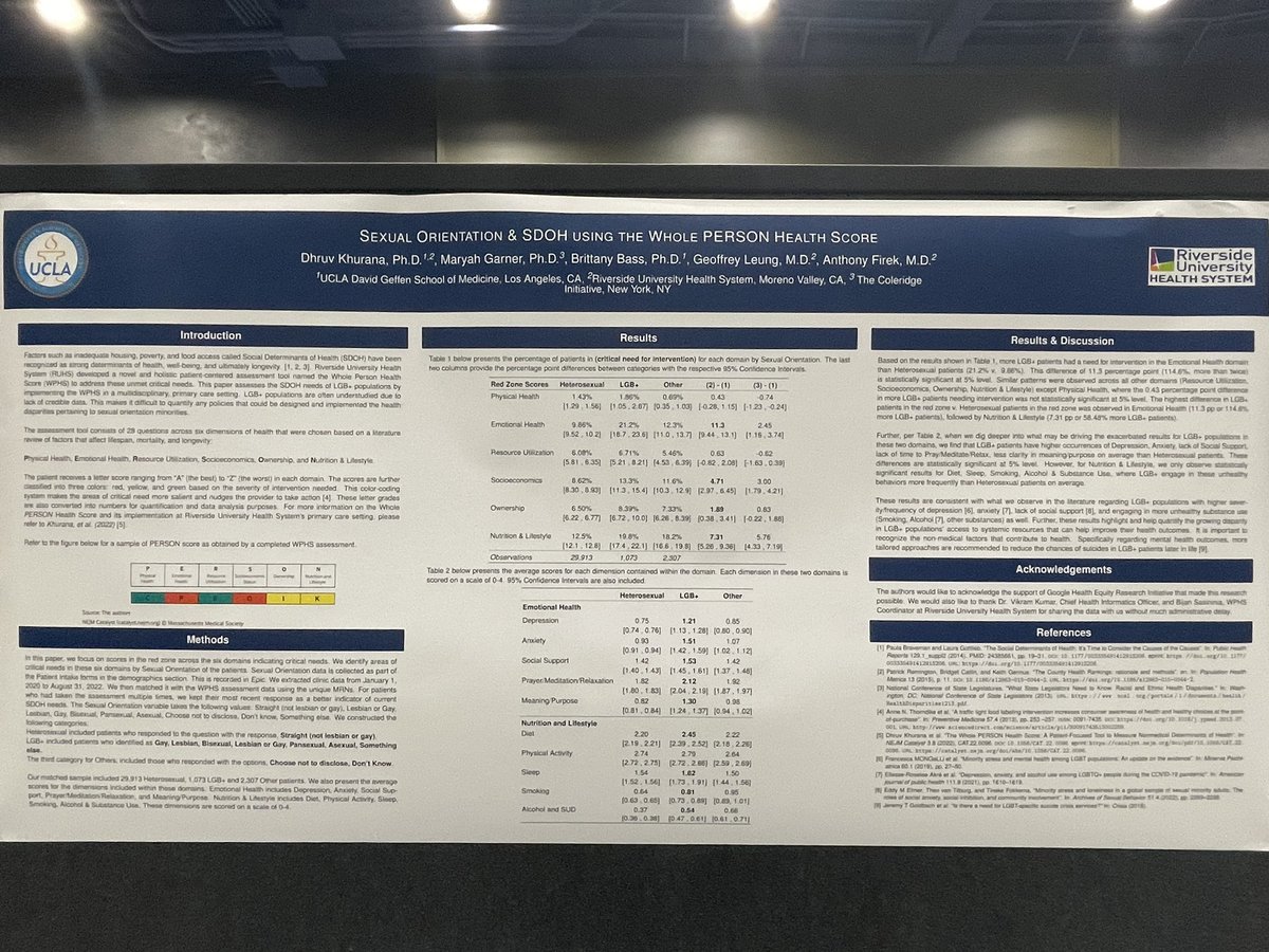 Drop by #ARM2023’s Poster Exhibits to read about this exciting work that is being done in Riverside County re: Sexual Orientation & SDOH needs. @RivCoNow @RivCoDoc