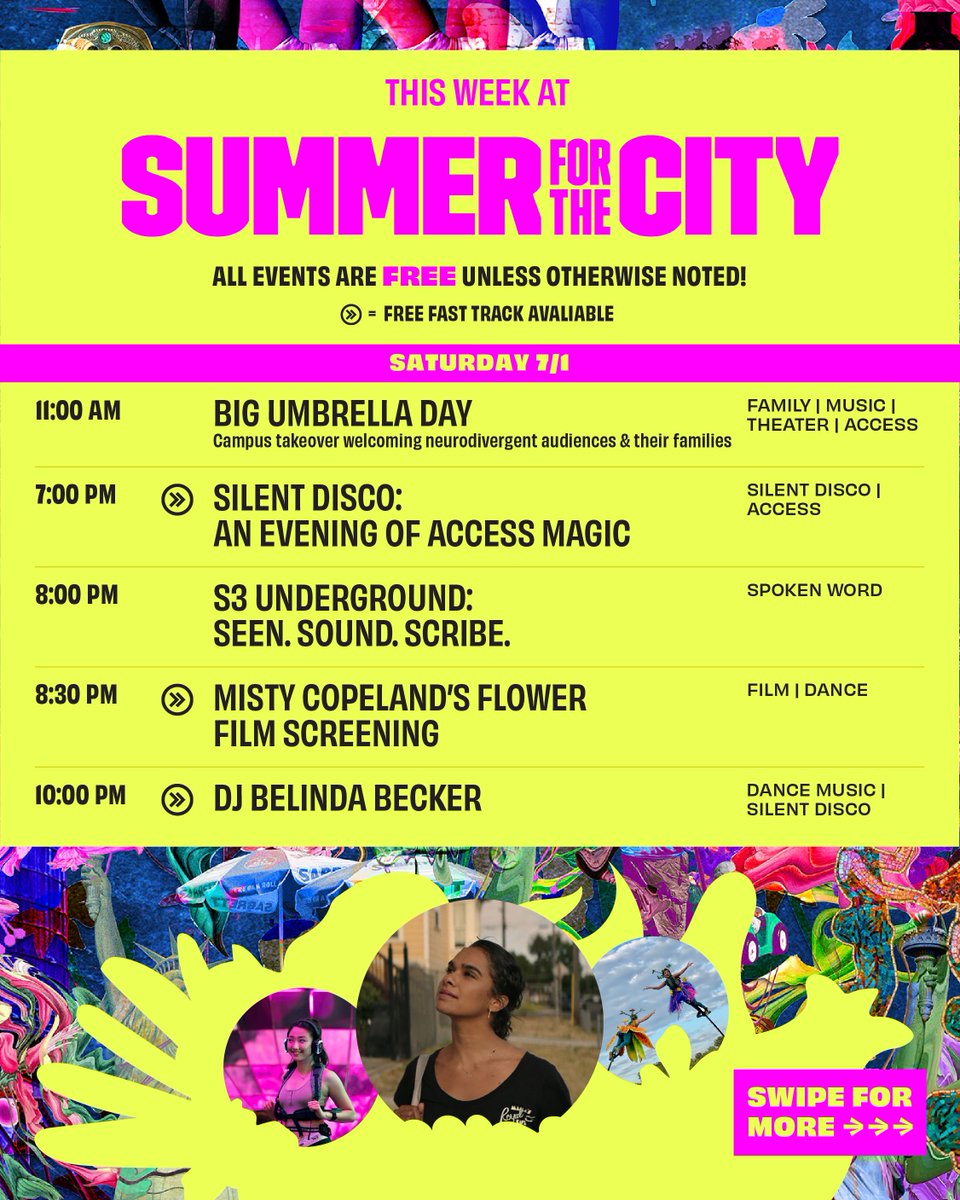 LincolnCenter's tweet photo. This week at #SummerForTheCity we've got 🎙️ stand-up comedy, ☂️ The Big Umbrella Festival, 🏟️ outdoor concerts, &amp; so much more!

🎫 FREE Fast Track reservations are available NOW for select events. Learn more about Fast Track &amp; explore what's coming up at https://t.co/W1pCj12e4O. https://t.co/n5dAOpP7Az