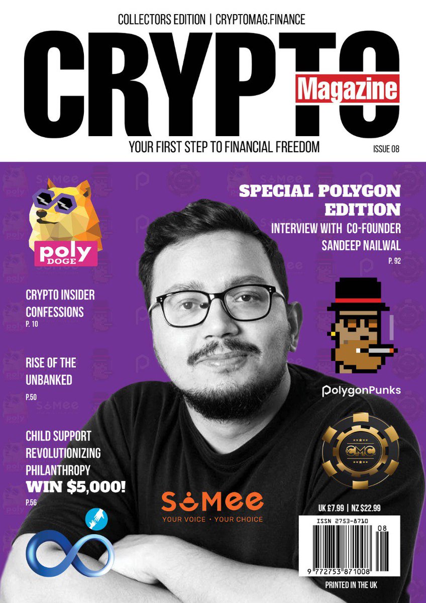 This is one of our favourite issues
Super excited to release our polygon focused edition! Lots of great articles & projects including a great interview with @sandeepnailwal. @polygonpunkscom
@SoMeeOfficial @PolyDoge @CMCCOIN2000 @nrdgrl007
@CHILDSUPPORTGL cryptomagazine.shop/products/issue…