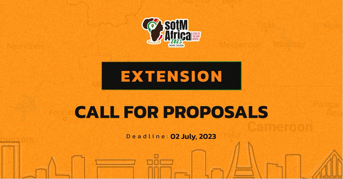 Deadline Extension Alert📢
📷 The call for submissions for #SotMAfrica2023 has been extended for one more week. You now have until 02 July 2023 to submit your proposal via pretalx.com/sotm-africa-20… 
Don't miss this final opportunity!!!