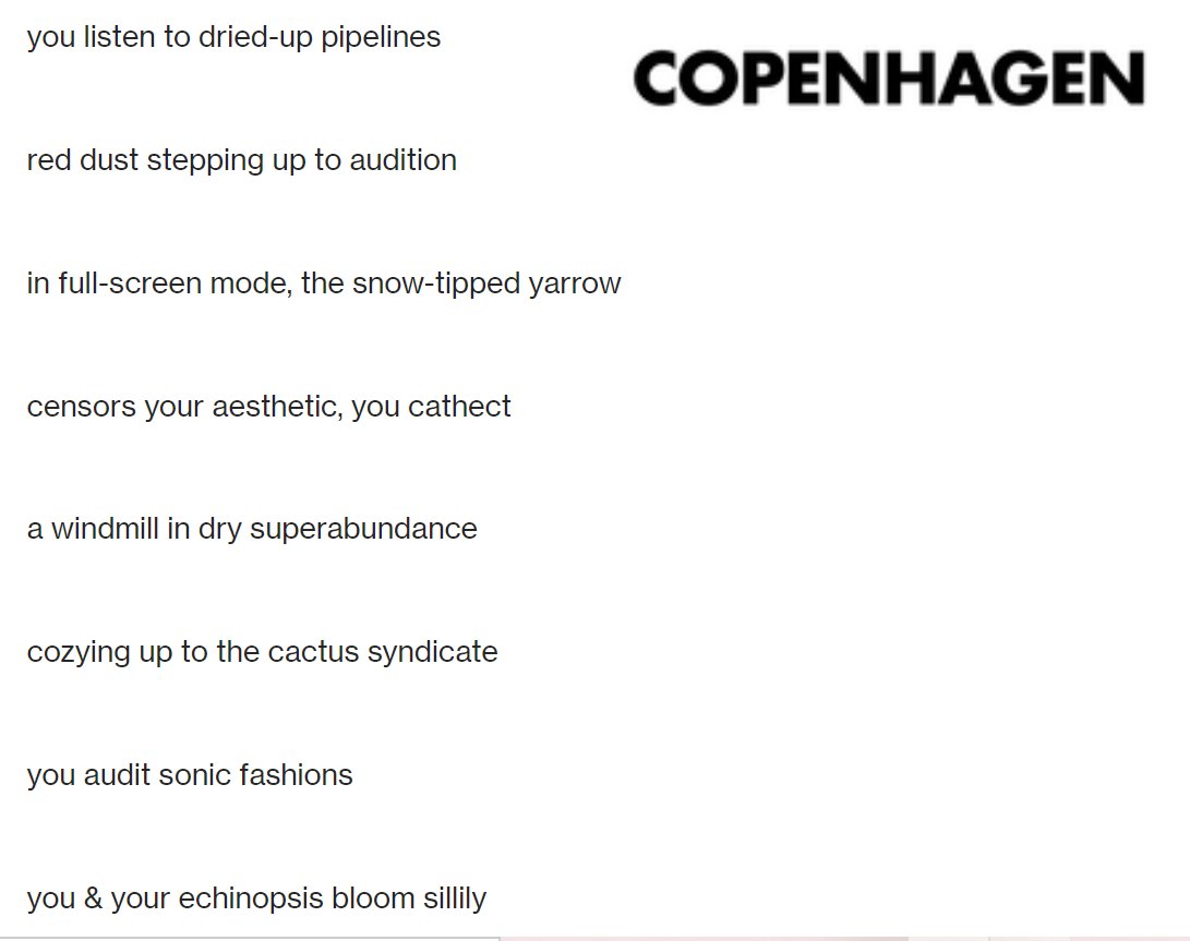 Thank you, <a href="/night__society/">timothy michalik</a>, for including a couple of sections from my NOW series in the fabulous new issue of COPENHAGEN! cpnhgnlit.com/Aditi-Machado