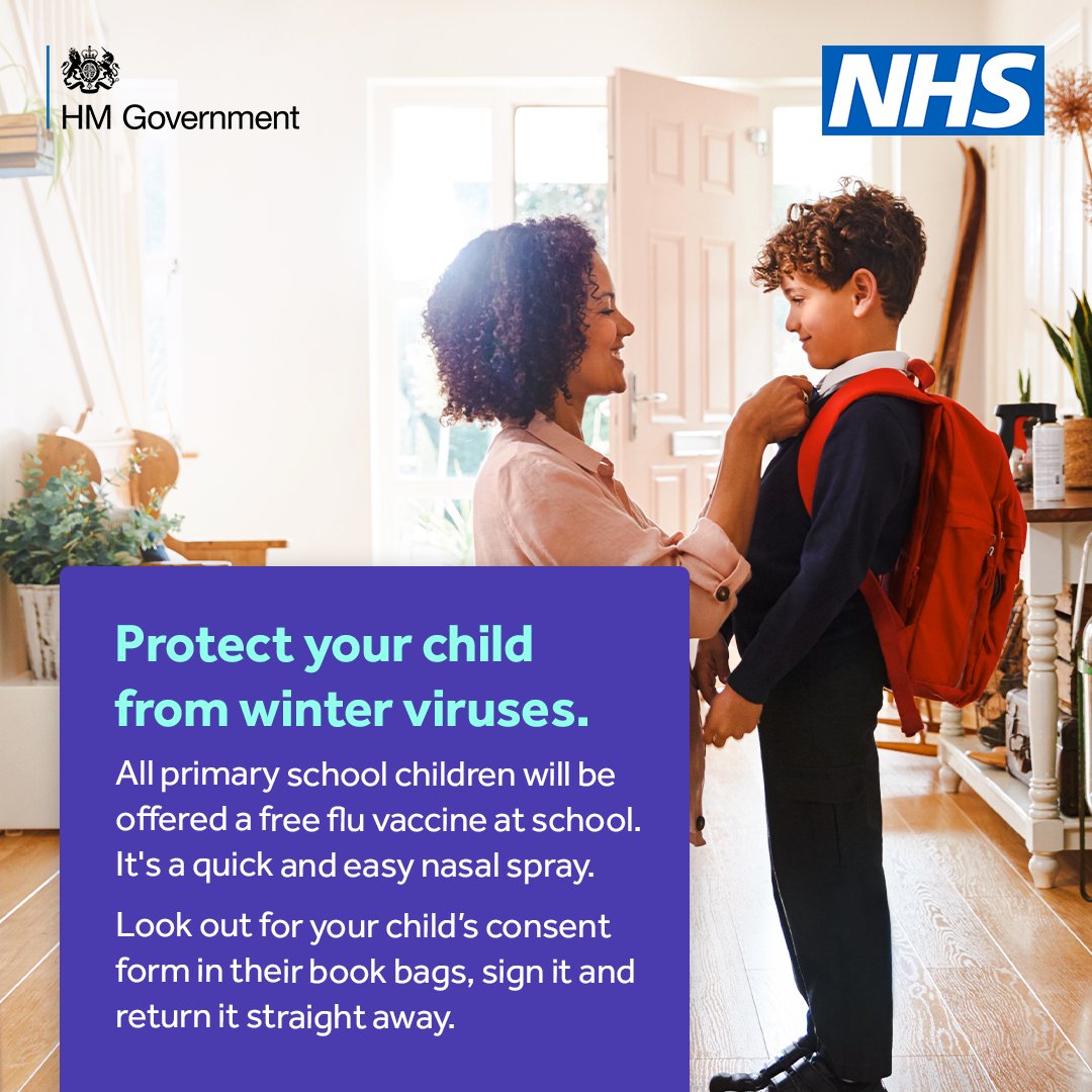 This week, our <a href="/LincsImmsTeam/">Lincolnshire Immunisation Team</a> will send details about the #FluVaccine consent process via your child's school. 📝

Please ensure you sign the school consent form to make sure your child gets their vaccine and help prevent the spread of flu this winter ▶️ …lnshirecommunityhealthservices.nhs.uk/flu-consent