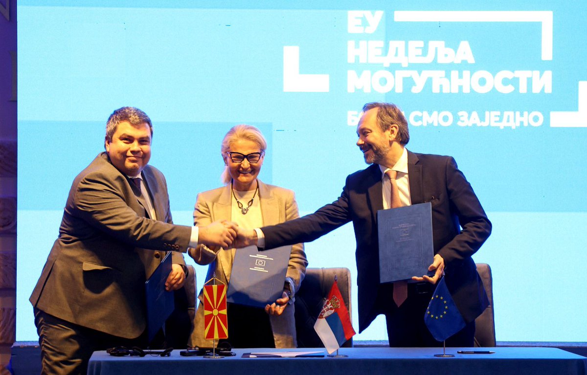 Concluding opportunity week with the signature of the 🇪🇺 Cross Border Cooperation agreement between 🇷🇸 and 🇲🇰 in Nis with Deputy Prime Minister  <a href="/Bojan_Maricikj/">Bojan Maricikj</a> and Minister of <a href="/MINEIsrb/">Ministarstvo za EI</a> Miscevic.