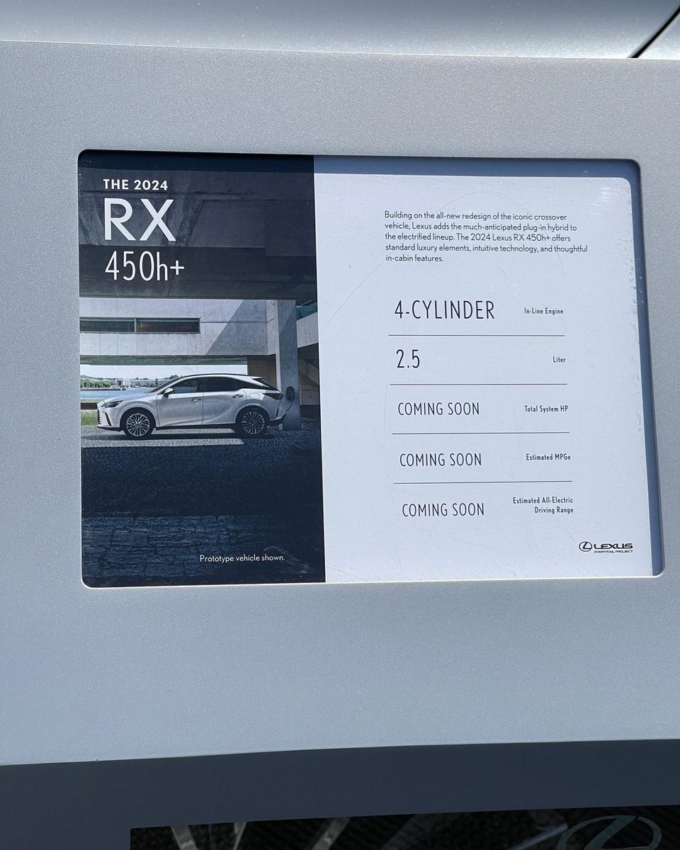 FIRST IN THE US‼️ The 2024 Lexus RX 450h+ Plugin Hybrid. 💥🔥
Lexus Electrified Exhibit at the Electrify Expo in Alameda, CA.

Note: Vehicle prototype shown not available for purchase.

#lexusrx450hplus #lexusrx #2024rx #2024lexusrx #lexus #lexusstevenscreek