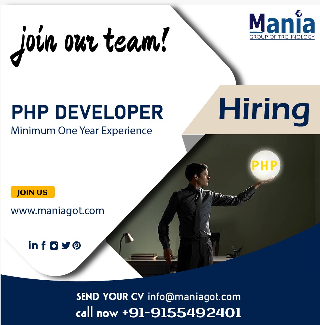 We are hiring for PHP Developer
Send your resume to info@maniagot.com
or call us to +91-9155492401
.
.
.
.#Job #jobinPatna #patna #jobinbihar #webdevelopmentjobs #wearehiringnow #joinus #hiringdeveloper #hiringinPatna