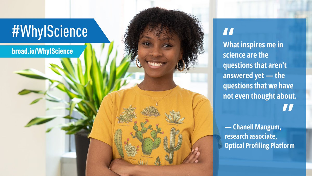 broadinstitute's tweet image. Chanell Mangum’s love of science sprouted while working in her family’s large backyard garden as a child. Now as a research associate, she is studying how cells communicate with each other to form tissues. Read more in this #WhyIScience Q&amp;amp;A with Chanell: broad.io/WISChanell