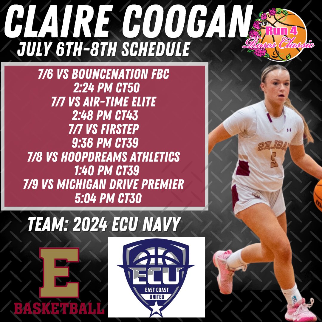 <a href="/claire_coogan/">Claire Coogan</a> will be running with 2024 ECU NAVY at  <a href="/TFNsRun4Roses/">TFN's Run 4 Roses</a> next week with <a href="/ECunitedbball/">eastcoastunited</a> <a href="/EJMurray8/">EJ Murray</a> <a href="/PGHFlorida/">Prep Girls Hoops Florida</a> <a href="/underscouted/">underscouted</a> <a href="/RossVDG14/">Ross Van De Griek</a>