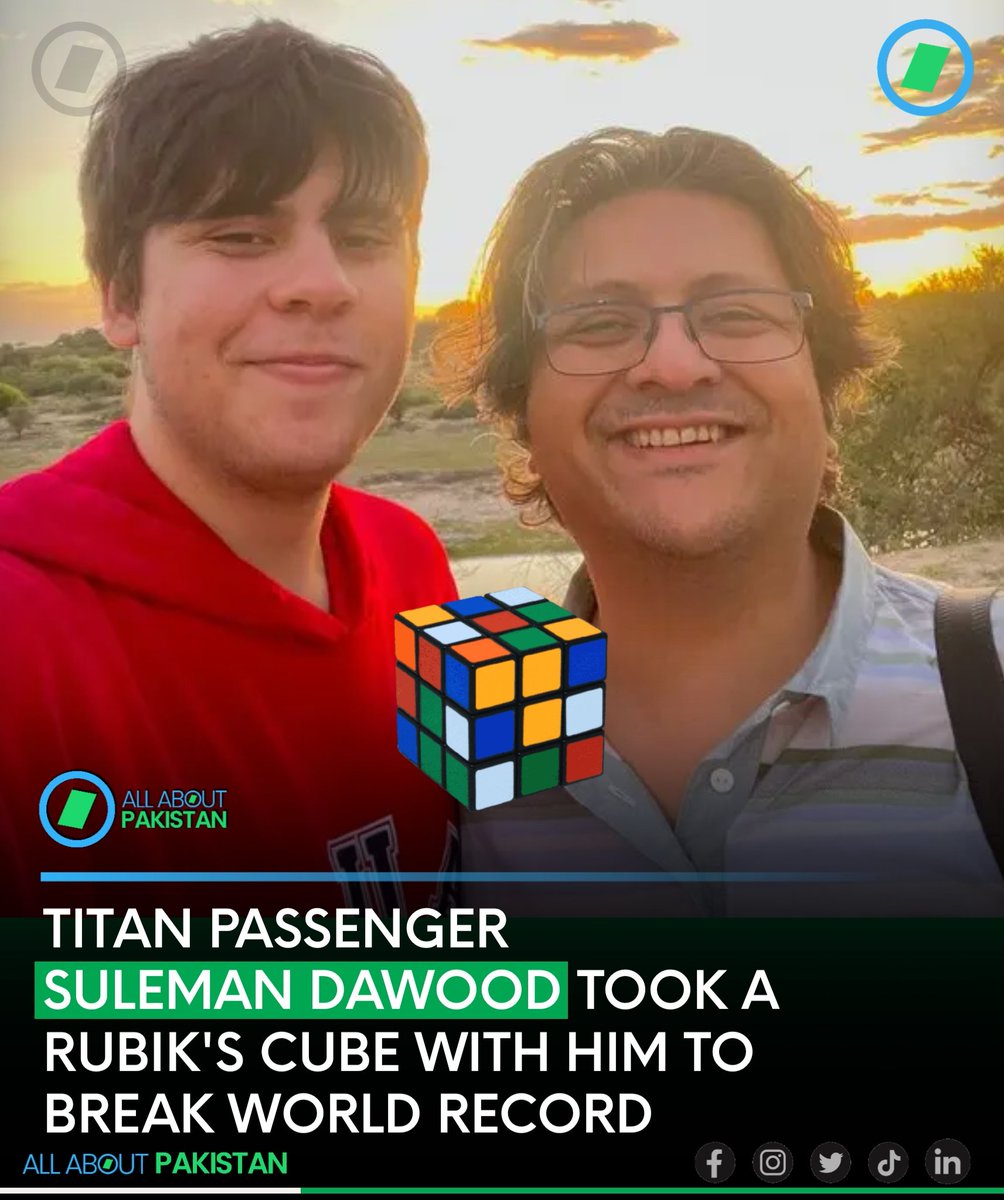 Titan Passenger Suleman Dawood Took A Rubik's Cube With Him To Break World Record.

#AAPakistan #Pakistan #ShahzadaDawood #titanicsubmarine #Titan #Titanic #OceanGate