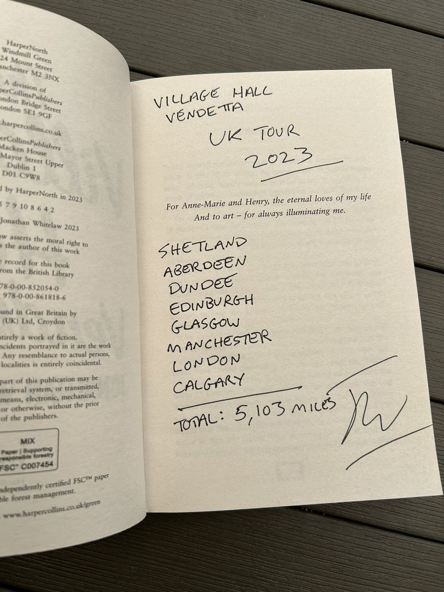 I’m giving away The Village Hall Vendetta that joined me on my epic tour of the UK last week (It’s in better shape than me!) Signed, mapped and dated! Just RT and follow to be in with a chance of winning. #bookgiveaway closes on June 29th Good luck! #GiveawayAlert
