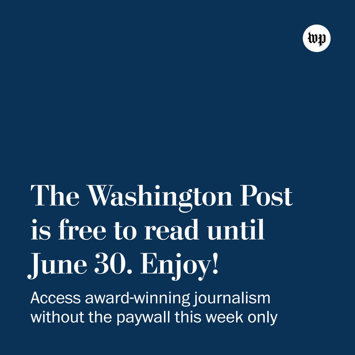 washingtonpost's tweet image. Paywall ❌
Free access with email ✅

Our journalism is powered by your support. As a thank you, enjoy a week of our stories — on us. washingtonpost.com