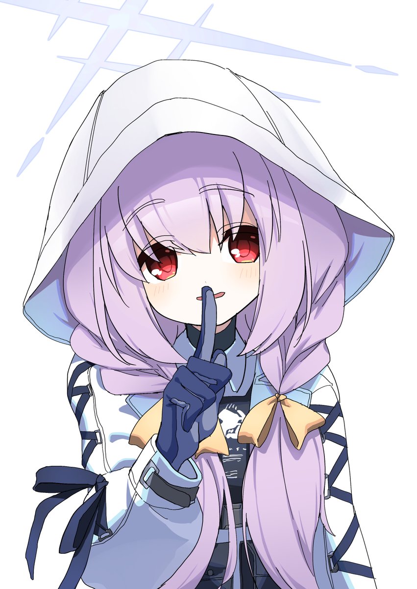 1girl solo red eyes gloves hood twin braids halo  illustration images